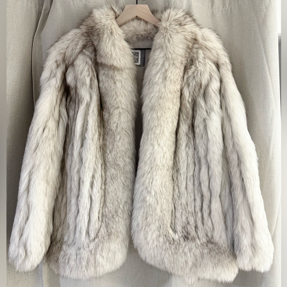 Luxurious Genuine Saga Blue Fox Fur Coat